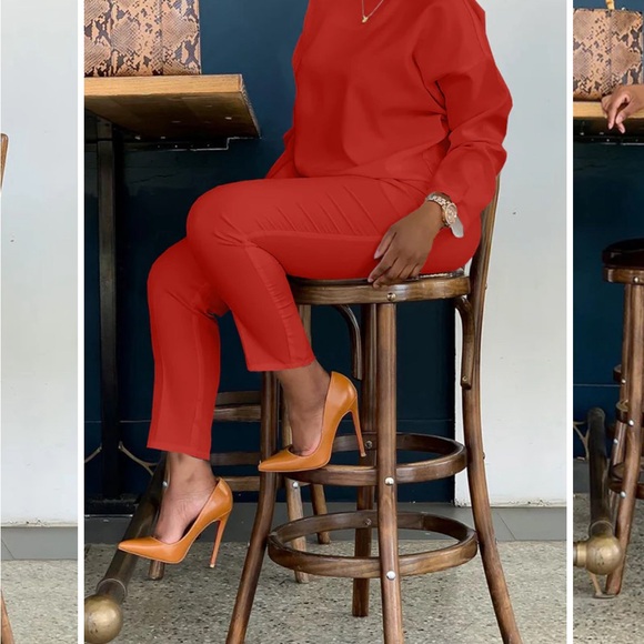 Red two piece pant set - Picture 2 of 3